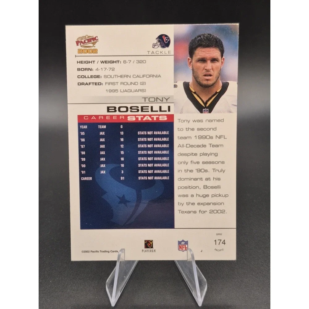 2002 Pacific Tony Boselli 174 Premier Date 33/36 Houston Texans SP Card